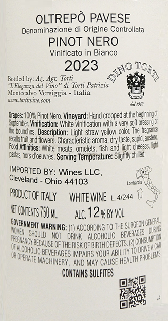 Blanc de Noir, 2013 DOC by The Torti in Lombardia label