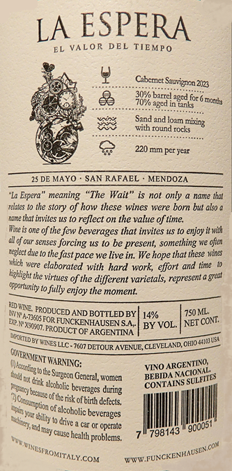 Cabernet Sauvignon 2023, La Espera Mendoza Argentina label