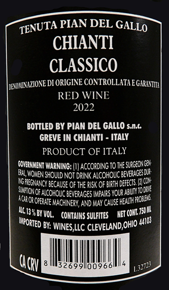 Chianti Classico, 2022, Tenuta Pian Del Gallo, Tinazzi – Wines
