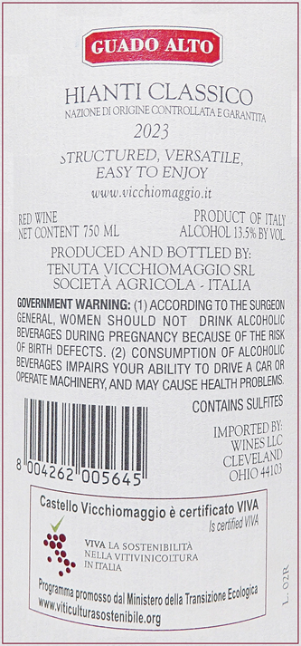 Chianti Classico, 2023 Guado Alto By Vicchiomaggio – Wines From Italy