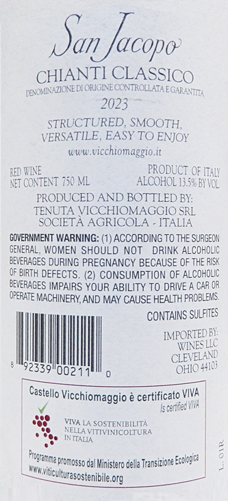 Chianti Classico 2023, San Jacopo by Vicchiomaggio label