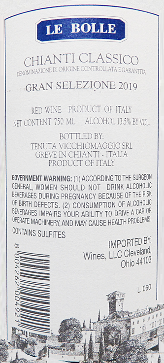 Chianti Classico Gran Selezione, 2021 Le Bolle by Castello  Vicchiomaggio label