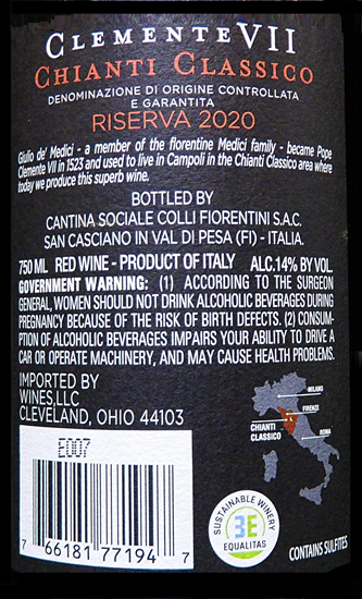 Chianti Classico Riserva 2020, Clemente VII, Castelli del