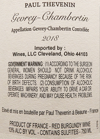 Gevrey Chambertin, 2018 by Paul Thevenin – Wines From Italy Gevrey Chambertin, 2018 by Paul Thevenin – Wines From Italy