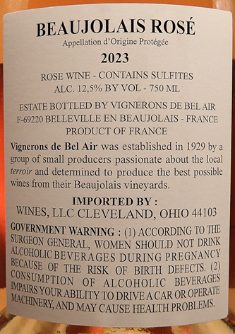 Le Rose', 2023 De Bel Airs, Beaujolais, France label