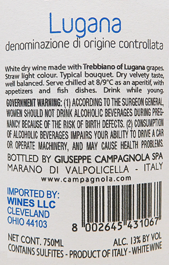 Lugana Bianco, 2022 By Campagnola label