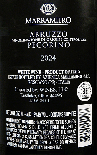 Pecorino DOP, 2024 by Marramiero label
