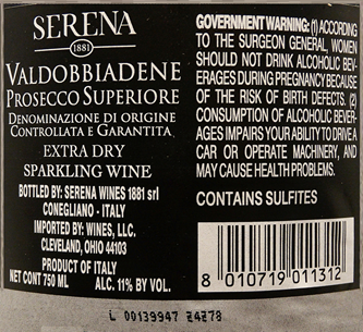 Prosecco DOCG 2023 Valdobbiandene by Terra Serena 1881 label