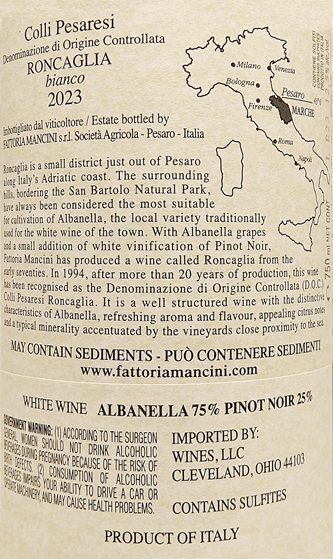 Roncaglia Bianco, 2022, By Mancini in Le Marche label