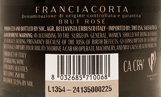 Rosé Brut, 2020 Champagne Method by BellaVista in Franciacorta, Tre Bicchieri by Gambero Rosso
label