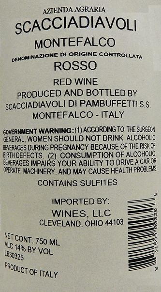 Rosso di Montefalco 2022 DOC by Scacciadiavoli label