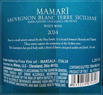 Sauvignon Blanc, 2024 Mamari by the Fina Winery – Wines From Italy