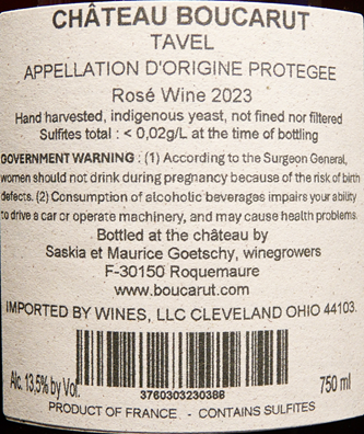 Tavel Rose', 2023 , Qu Est ce qu on, Chateau de Boucarut, Rhone , France label