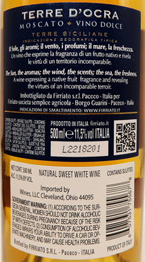 Terre D Ocra Siciliane Natural Moscato Zibibbo by Firriato label