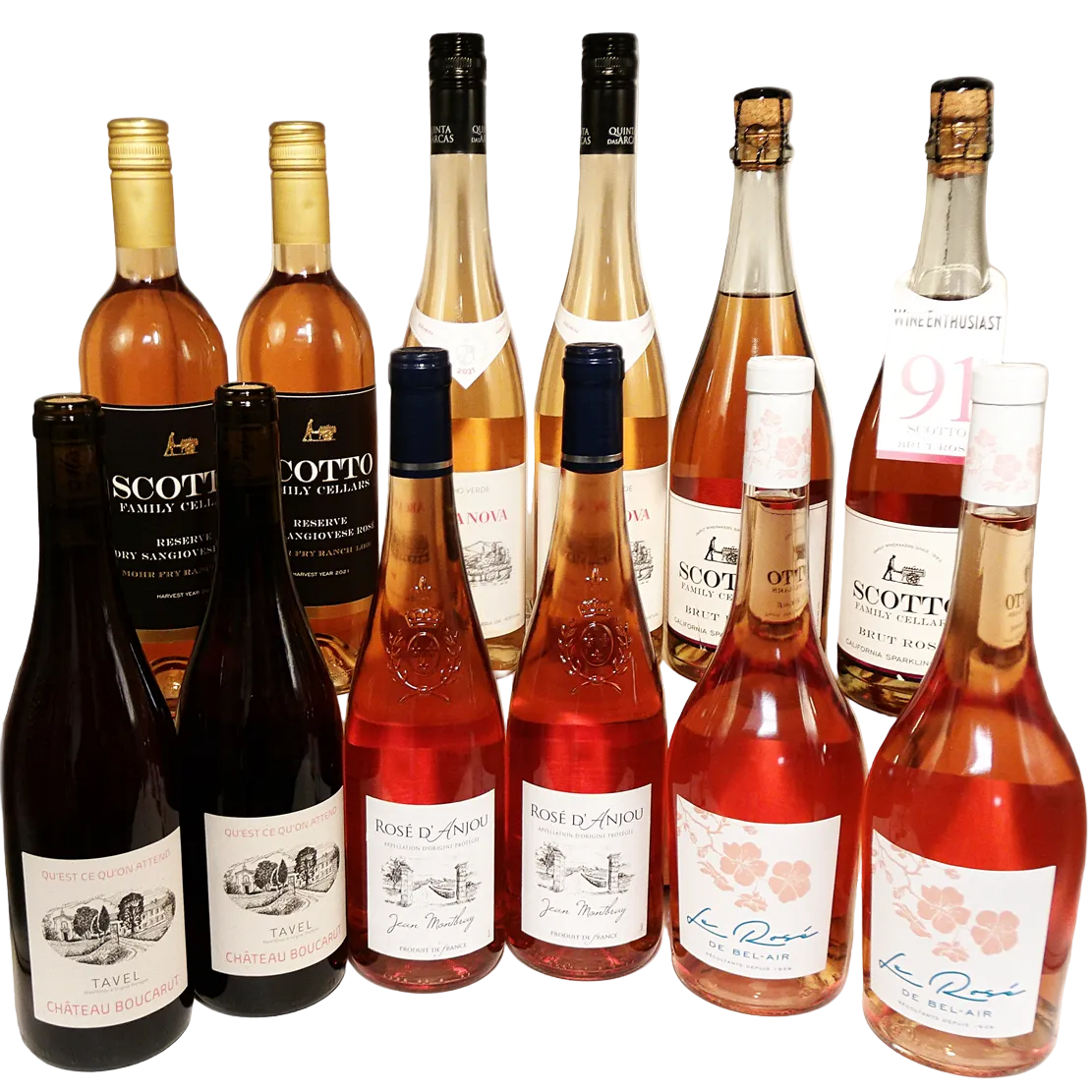 12 Bottle Rose' Package, Six Elegant Wines, Two Each