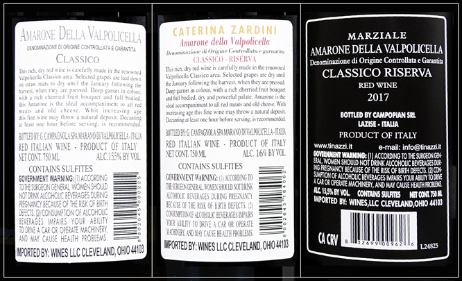 Amarone, Della Valpolicella Six Pack Bundle, Two Each label