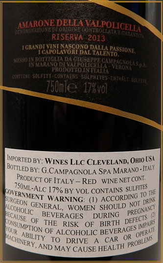 
                      
                        Amarone della Valpolicella Riserva , 2013 Missoj label
                      
                    