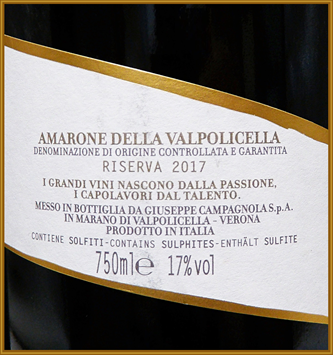 Amarone della Valpolicella Riserva , 2017 Missoj