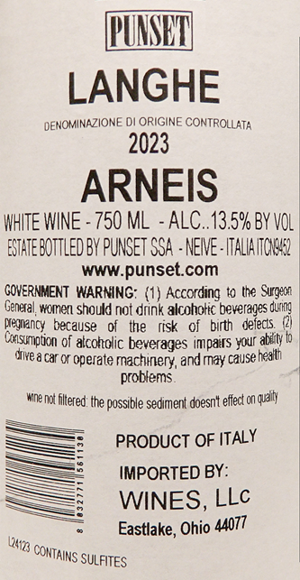 
                      
                        Arneis, Langhe, 2023 by Punset in Piedmont, Italy label
                      
                    