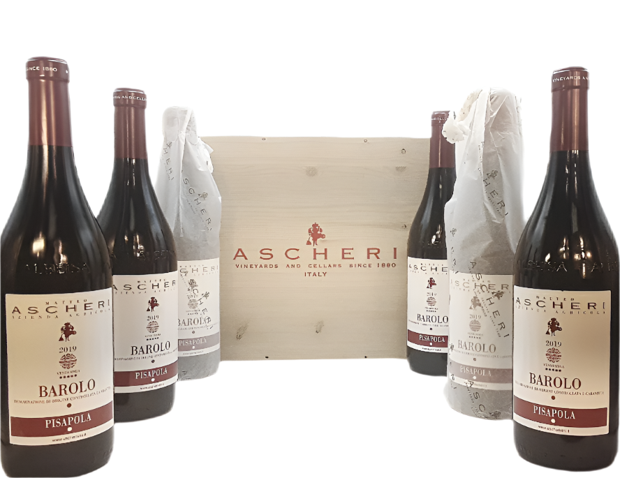 Barolo 2020 Pisapola Vineyard Six in Wooden Box By Ascheri, Piemonte, Italy