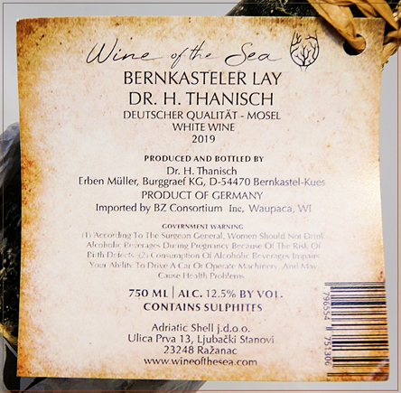 Bernkasteler Lay, 2019 By Dr. H. Thanisch, by Wines of the Sea label