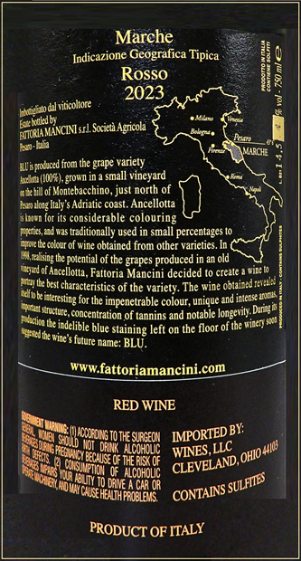 Blu 2023 DOC, By Mancini in Le Marche  label