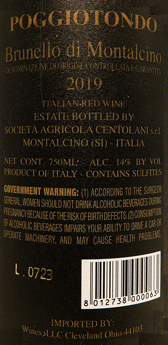 Brunello di Montalcino, 2019 Poggiotondo, Tuscany, Italy label