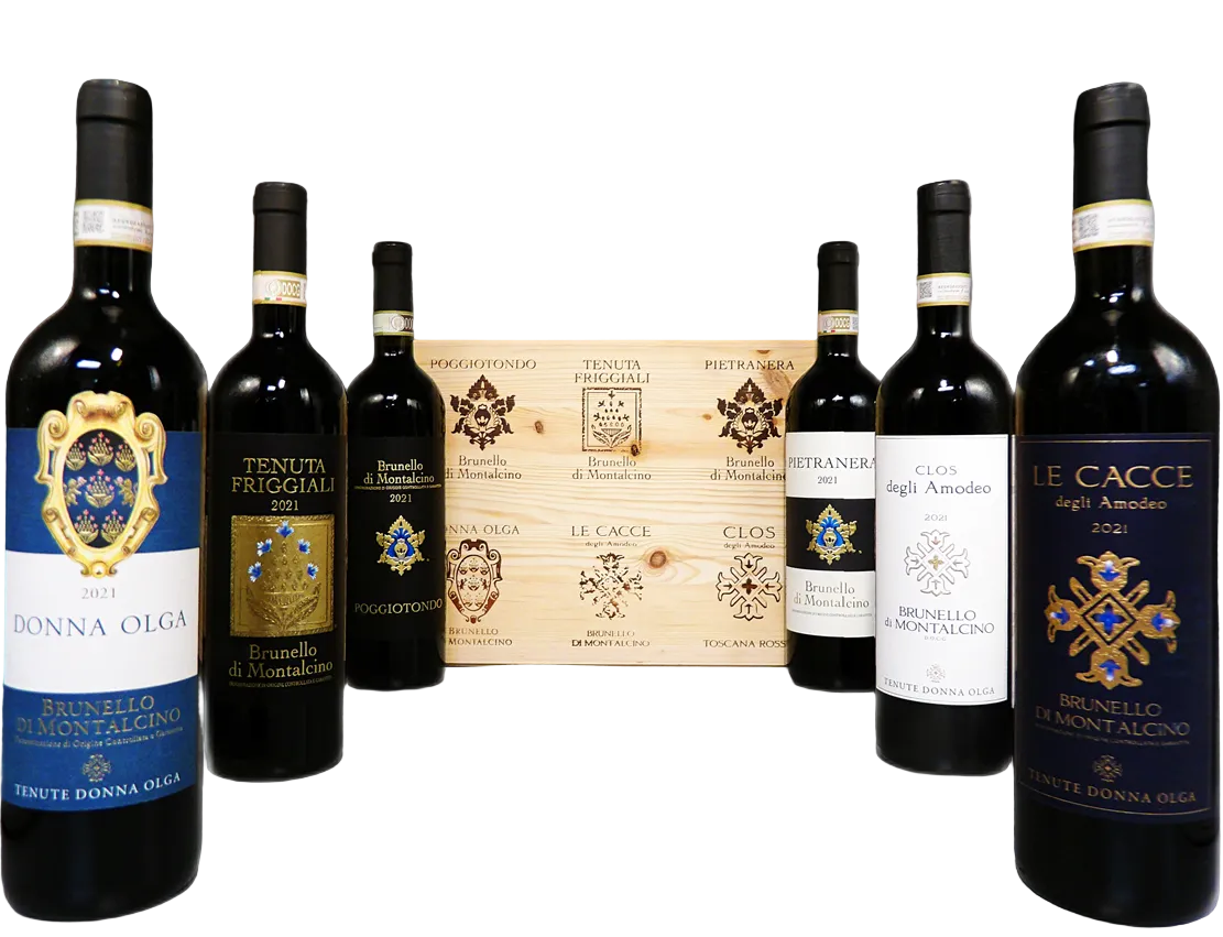 Brunello di Montalcino 6 Different Bottles, 2021 in Wooden Box