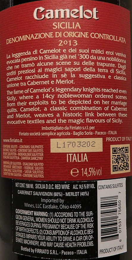 Camelot 2013 by Firriato label