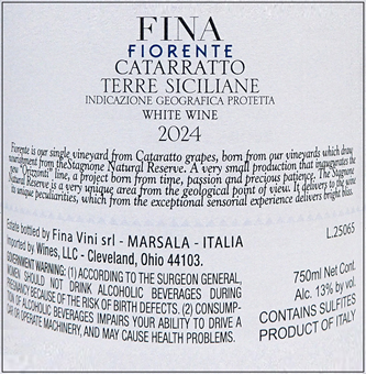 Catarratto Fiorente 2024 by Fina Winery label