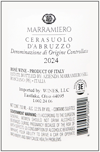 Cerasuolo di Abruzzo, 2024 by Marramiero, Abruzzo, Italy label