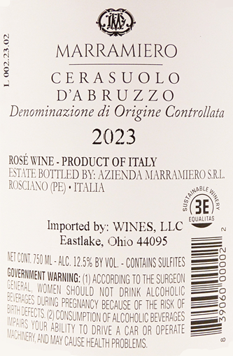 Cerasuolo di Abruzzo, 2023 by Marramiero, Abruzzo, Italy label