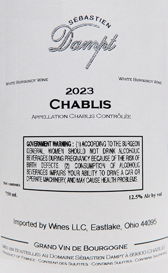 Chablis, 2023 Sebastien Dampt label