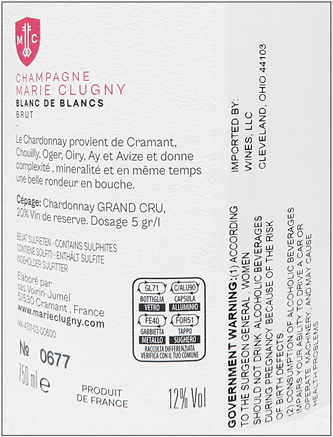 Champagne Gran Cuvee Blanc de Blancs, Brut by Marie Clugny label