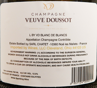 Champagne L By Veuve Doussot, Blanc de Blanc label