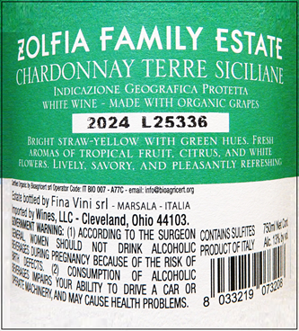 Chardonnay Terre Sicilian 2024, Six Pack by Fina Winery in Sicily label