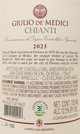 
                      
                        Chianti Giulio de Medici, 2023, Tuscany, Italy label
                      
                    