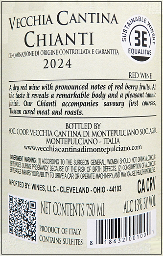 Chianti 2024 DOCG by Vecchia Cantina label