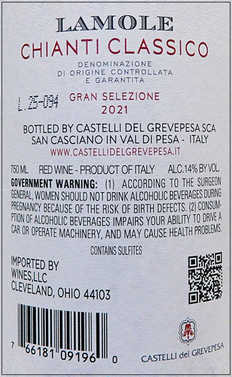 Chianti Classico Gran Selezione Lamole, 2021 Six in Wooden Box label