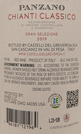 Chianti Classico Gran Selezione, Panzano, 2019 by Castelli del Grevepesa label