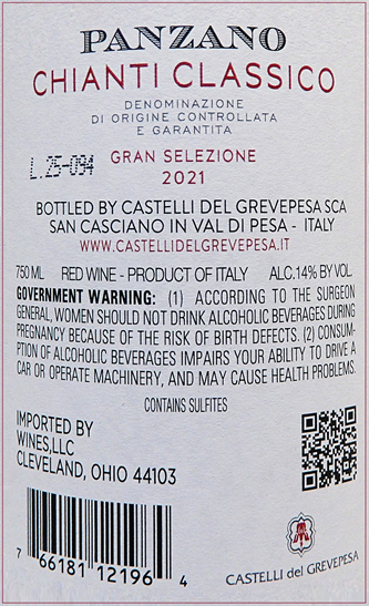 Chianti Classico Gran Selezione, Panzano, 2021 by Castelli del Grevepesa label