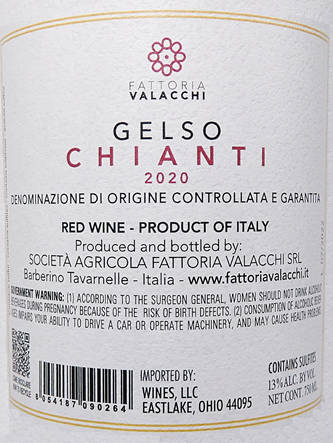 Chianti Gelso, 2020 DOCG  by Fattoria Valacchi label