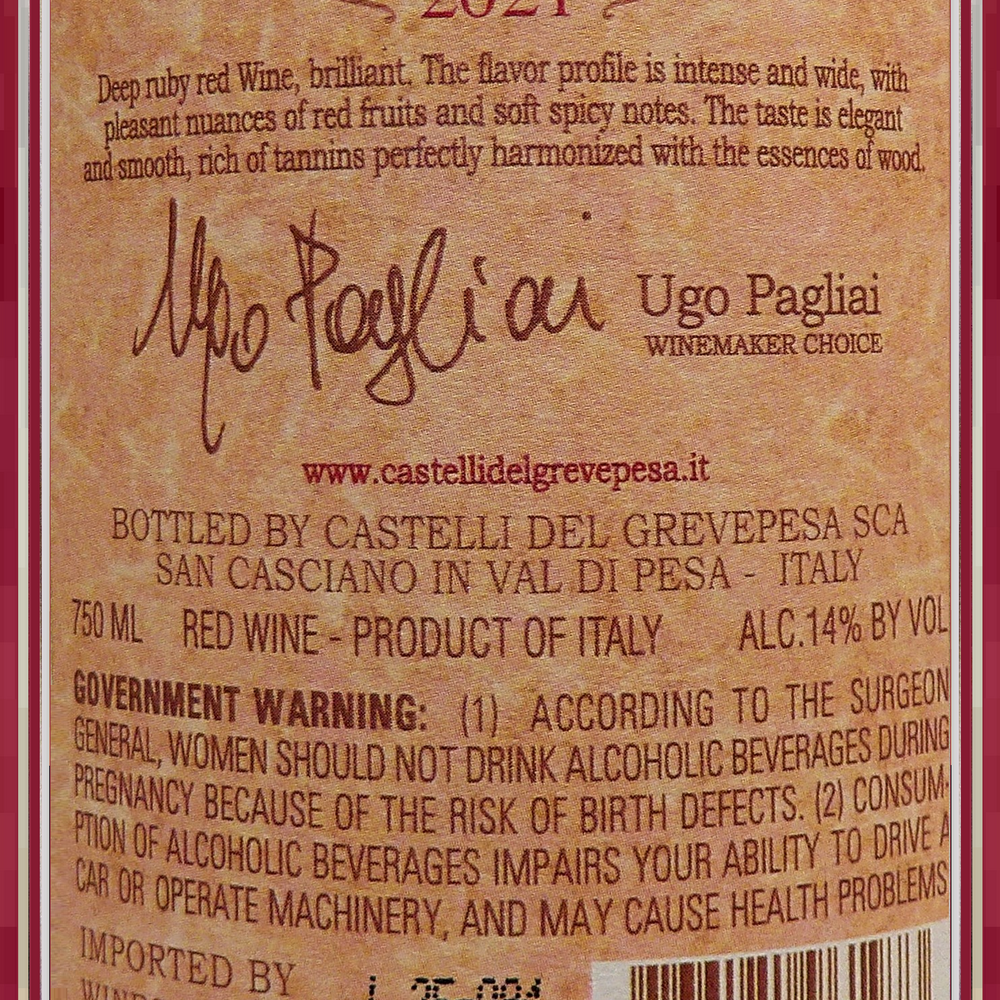 
                      
                        Clemente VII, 2021 Gran Selezione Chianti Classico, 92 Pts JS label
                      
                    