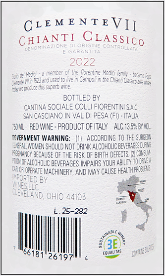 Clemente VII Chianti Classico 2022, by Grevepesa, Tuscany label