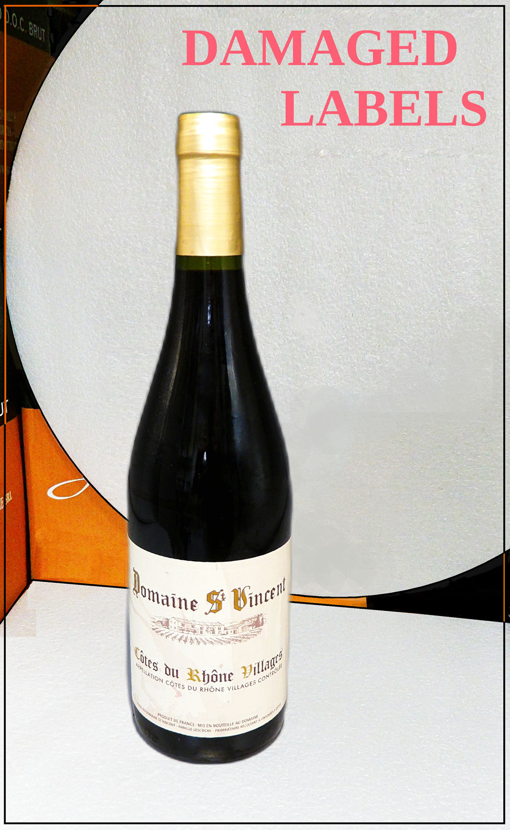 Damaged Labels Cote du Rhone Villages Rouge, 2022 by Domaine Saint Vincent