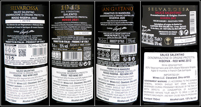 Due Palme Four Pack Bundle labels