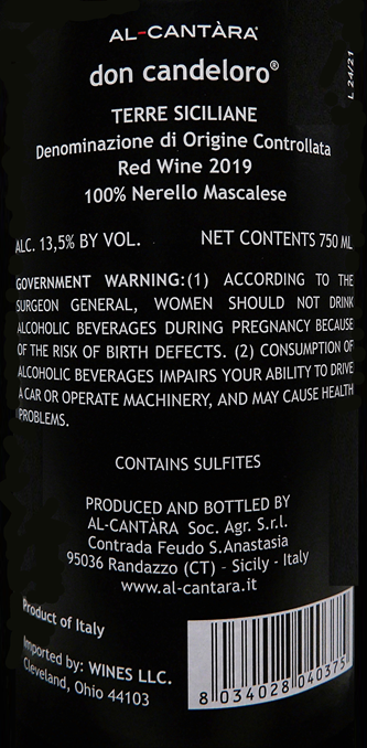 Etna Rosso, 2021 Don Candeloro by Al Cantara in Sicily, Ultra Premium label