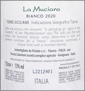 Favinia Bianco, 2020 La Muciara by Firriato Winery in Sicily label