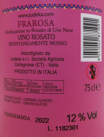 FraRosa Rose'  2022 by Judeka in Sicily label
