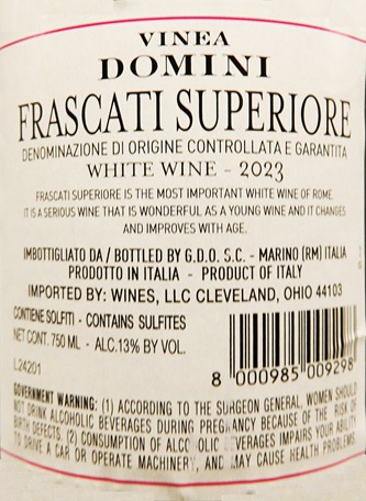 
                      
                        Frascati Superiore DOCG, 2023 by Vinea Domini Gotto d'oro Due Bicchieri label
                      
                    